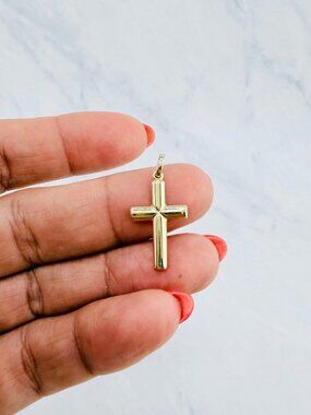 10K Gold Crucifix Cross Pendant – Religious Jewelry tube polished